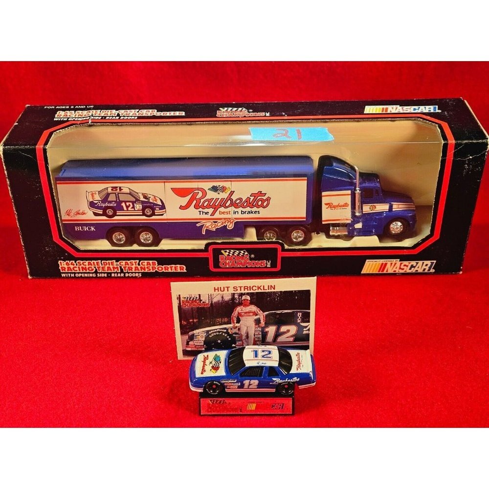 HUT STRICKLIN NASCAR TRANSPORTER BUNDLE w/MATCHING STOCKCAR & PLAYER CARD
